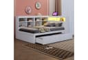 Flieks Massivholzbett LED Einzelbett 90x200cm mit Stauraum, USB-Aufladen und Schublade Bild 3