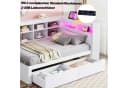 Flieks Massivholzbett LED Einzelbett 90x200cm mit Stauraum, USB-Aufladen und Schublade Bild 4