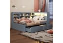 Flieks Massivholzbett LED Einzelbett 90x200cm mit Stauraum, USB-Aufladen und Schublade Bild 3