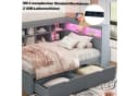 Flieks Massivholzbett LED Einzelbett 90x200cm mit Stauraum, USB-Aufladen und Schublade Bild 4