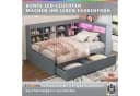 Flieks Massivholzbett LED Einzelbett 90x200cm mit Stauraum, USB-Aufladen und Schublade Bild 5