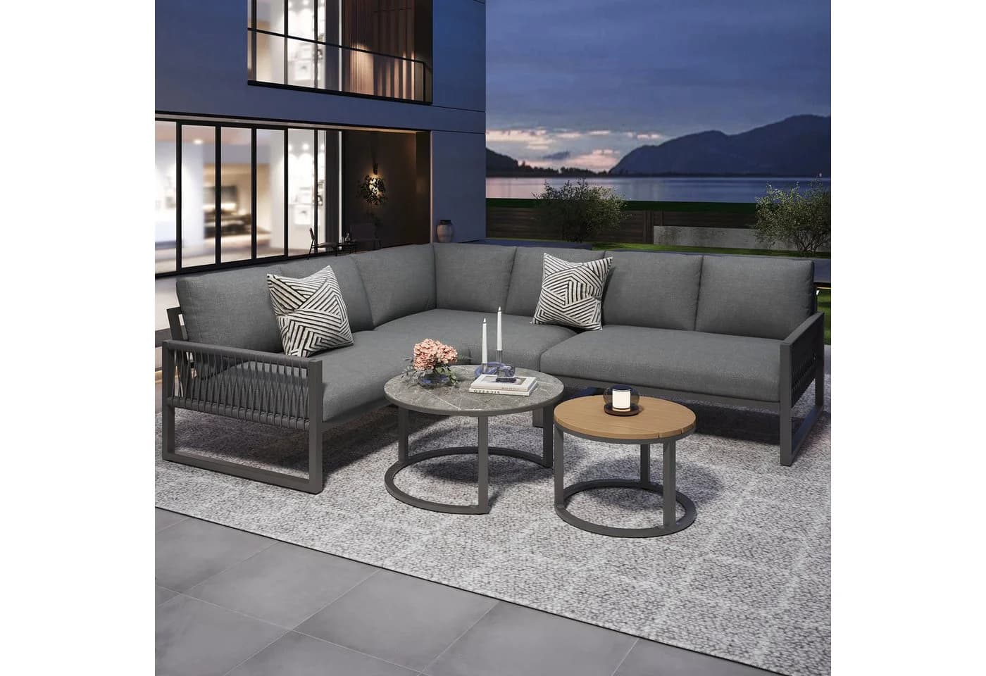 Flieks Gartenlounge-Set 6-Sitzer Ecksofa aus Seil - Bild 2