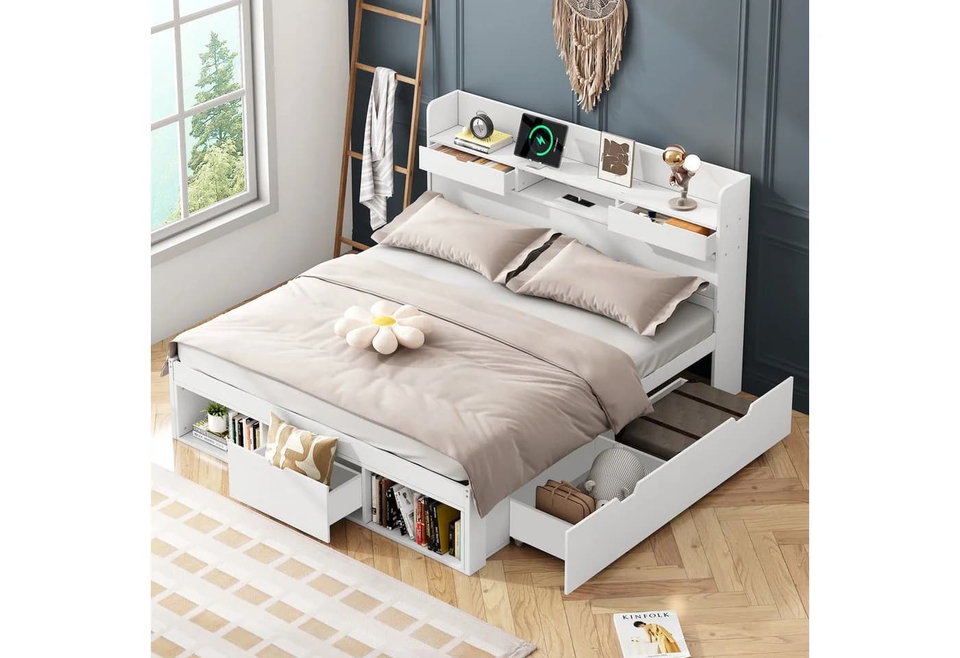 Flieks Doppelbett 160x200 mit USB, Schubladen & Stauraum - Bild 2
