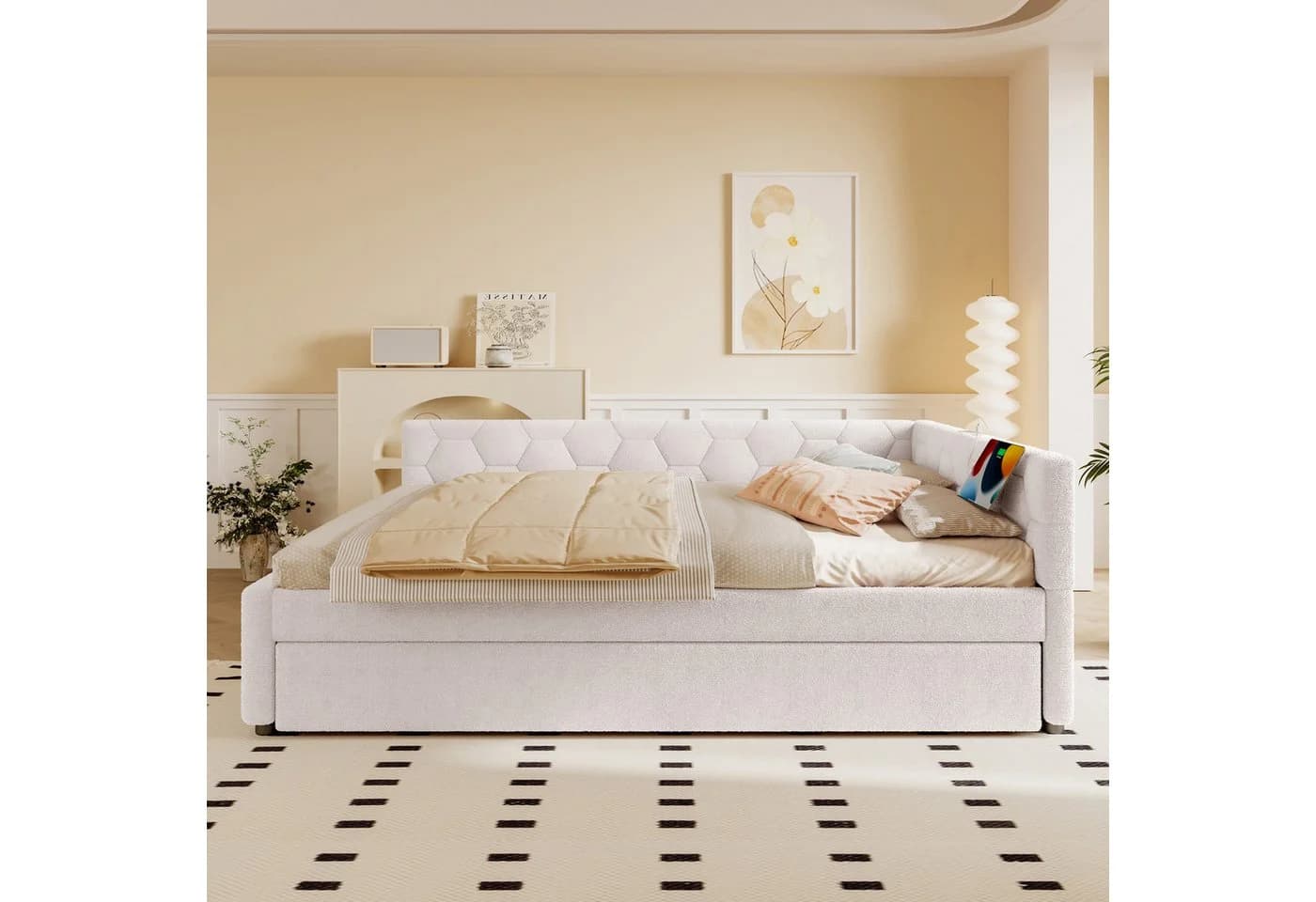 Flieks Daybett Polsterbett Kinderbett 140x200cm mit Ausziehbett 90x190cm USB Typ-C - Bild 3