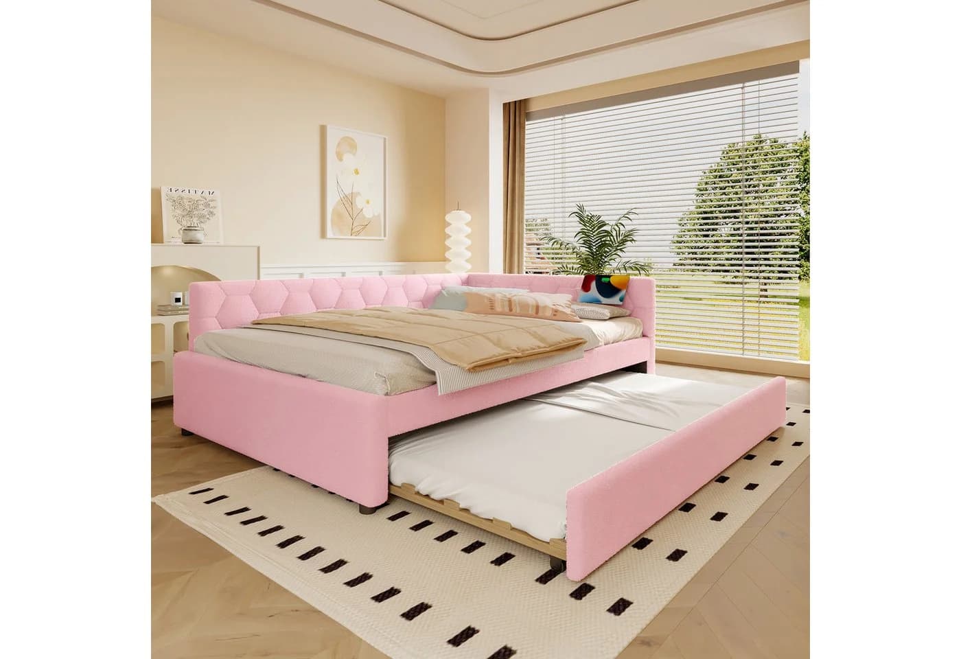 Flieks Daybett Rosa mit Ausziehbett und USB-Anschluss