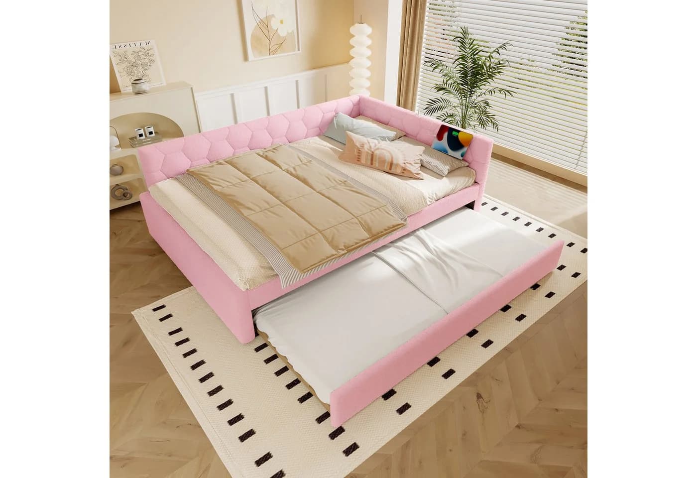 Flieks Daybett Rosa mit Ausziehbett und USB-Anschluss - Bild 2