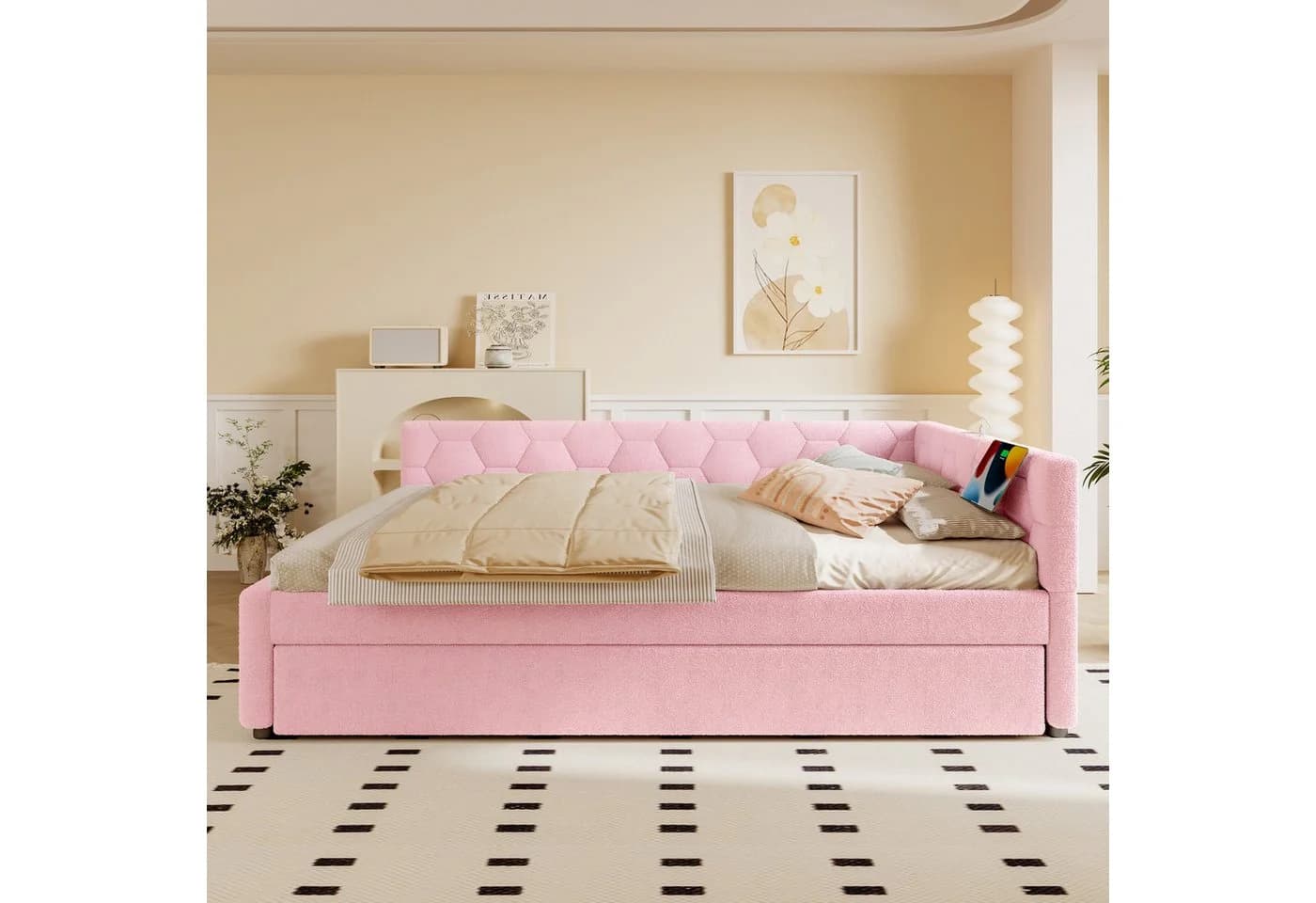 Flieks Daybett Rosa mit Ausziehbett und USB-Anschluss - Bild 3