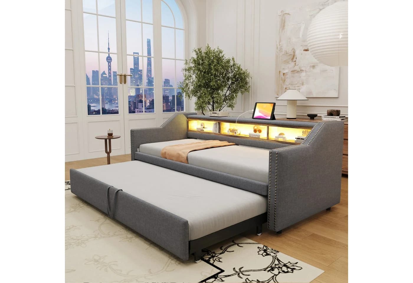 Flieks Daybett Ausziehbares Polsterbett Schlafsofa USB-Laden - Bild 3