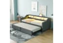 Flieks Daybett Ausziehbares Polsterbett Schlafsofa mit USB-Laden Grau Bild 1