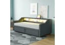 Flieks Daybett Ausziehbares Polsterbett Schlafsofa mit USB-Laden Grau Bild 3