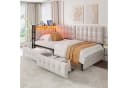 Flieks Daybett Polsterbett mit 2 Schubladen und USB-Anschluss Beige Bild 2