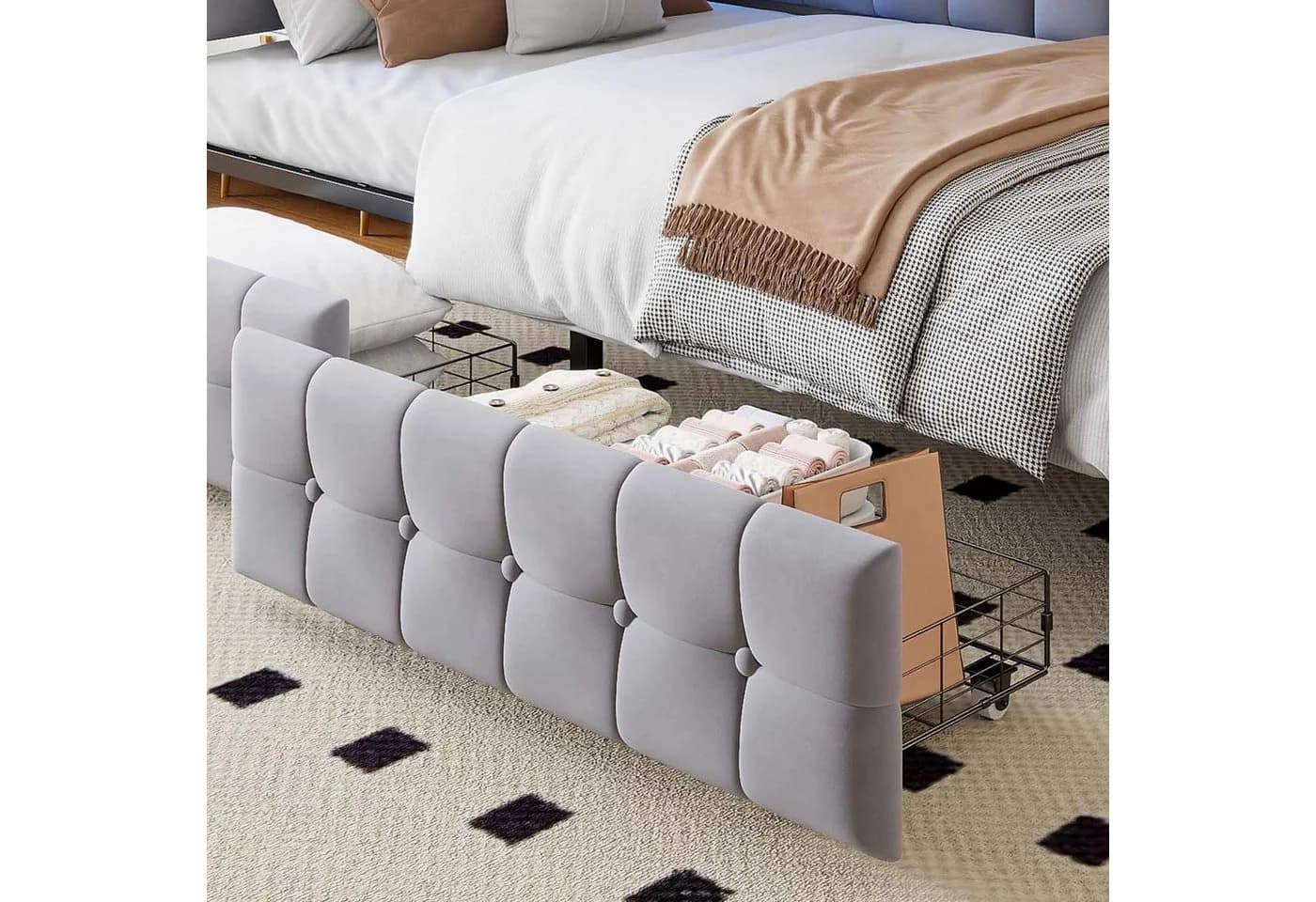 Flieks Daybett Schlafsofa Grau mit USB-Anschluss und Schubladen - Bild 5
