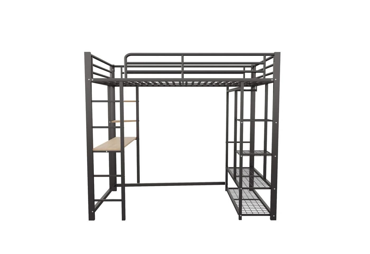 Flieks Hochbett Kinderbett Metall Schwarz mit Tisch - Bild 5