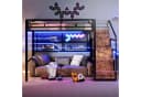 Flieks Hochbett Metallbett Schwarz mit Stauraum Bild 1