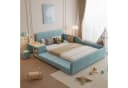 Flieks Polsterbett Kinderbett Blau mit Schreibtisch und Hocker Bild 2