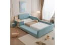 Flieks Polsterbett Kinderbett 90x200cm mit Schreibtisch und Hocker Blau Bild 2