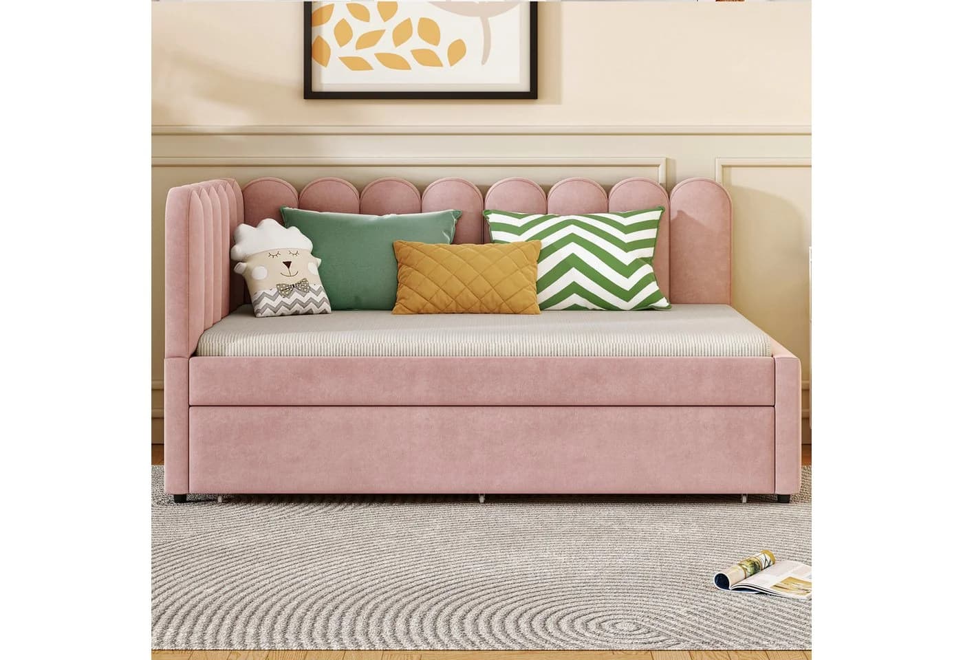 Flieks Daybett Rosa Samt mit Ausziehbett - Bild 3