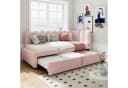 Flieks L-Form Polsterbett Rosa Samt mit Ausziehfunktion Bild 1