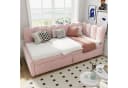 Flieks L-Form Polsterbett Rosa Samt mit Ausziehfunktion Bild 3