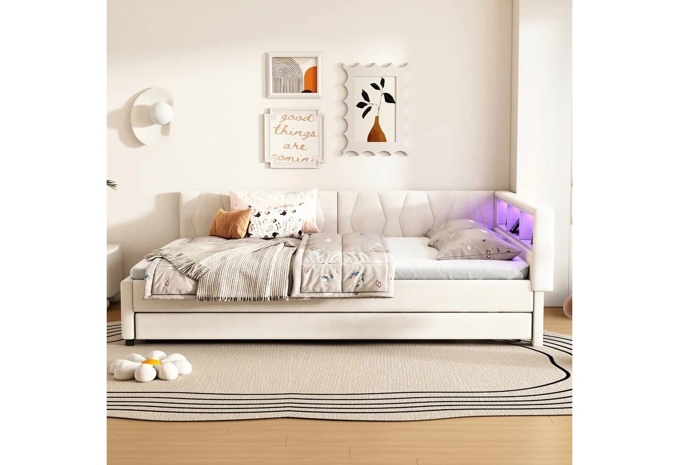 Flieks Daybett Polsterbett Schlafsofa 140x200cm & Ausziehbett 90x190cm