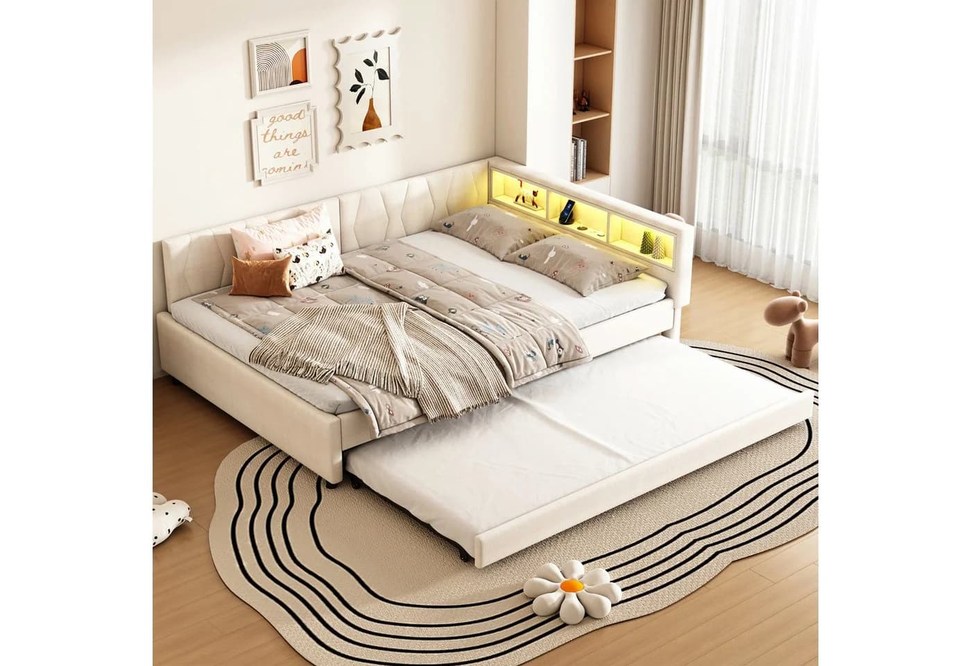 Flieks Daybett Polsterbett Schlafsofa 140x200cm & Ausziehbett 90x190cm - Bild 2