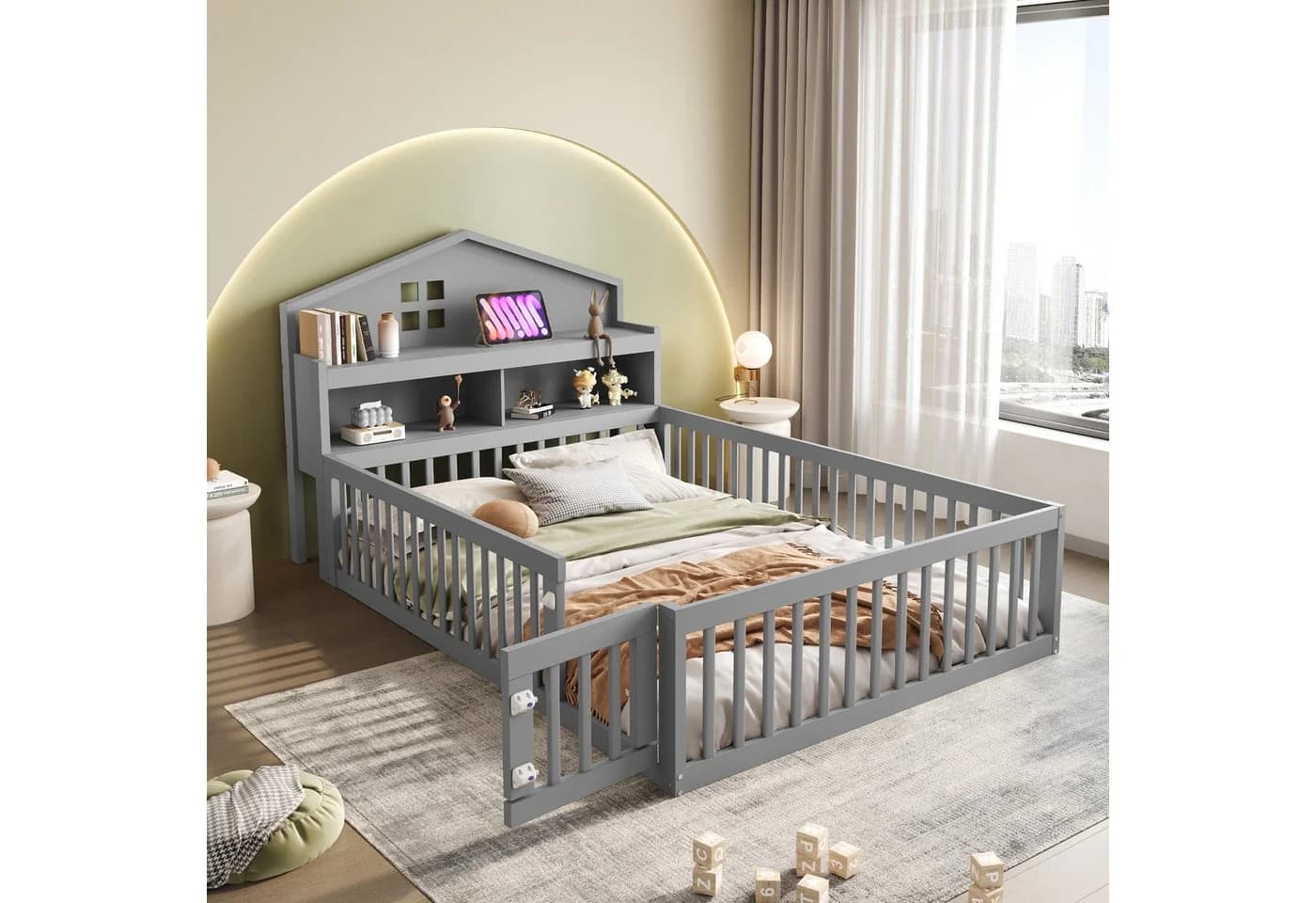 Flieks Kinderbett mit Stauraum und Kreidetafel Grau - Bild 2