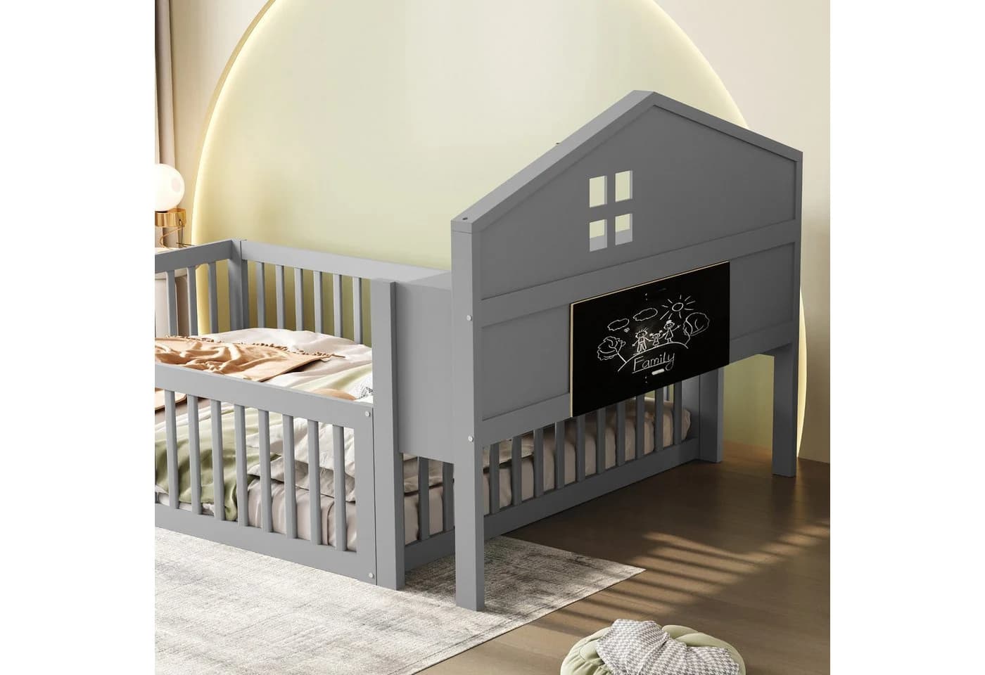 Flieks Kinderbett mit Stauraum und Kreidetafel Grau - Bild 3
