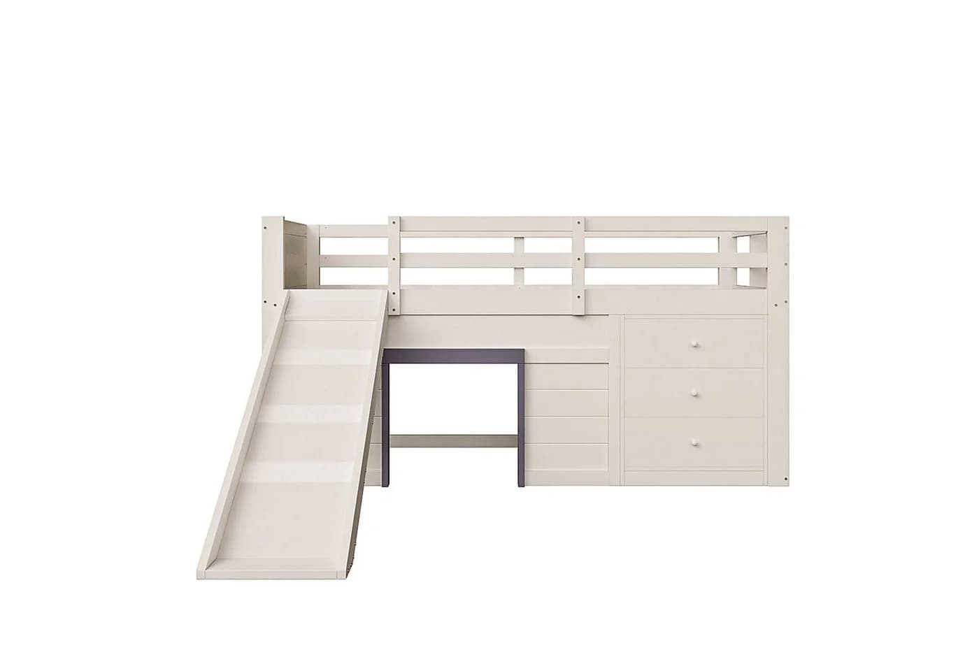 Flieks Hochbett Hausform Kinderbett mit Schubladen, Leiter und Rutsche - Bild 5