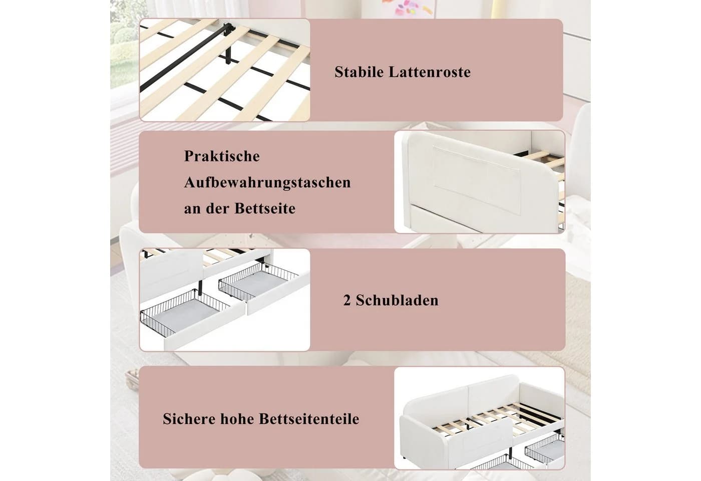 Flieks Kinderbett Polsterbett mit Stauraum und Schubladen - Bild 5