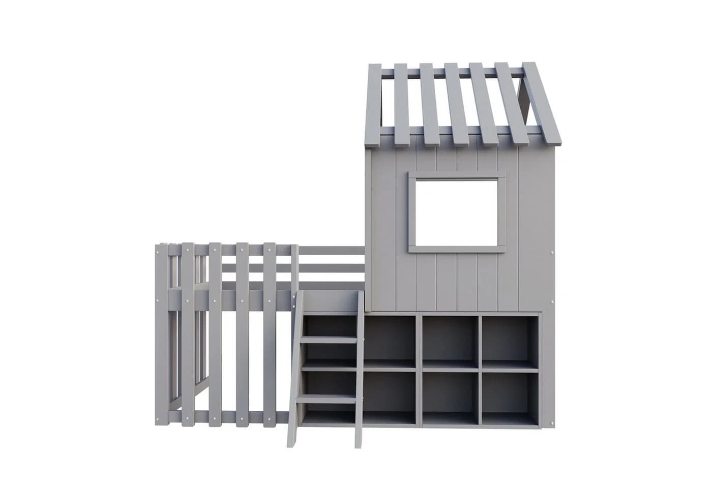 Flieks Hochbett Kinderhaus mit Dach 90x200cm Kiefernholz - Bild 5