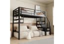 Flieks Hochbett Metallbett Schwarz mit Stauraumtreppe Bild 3