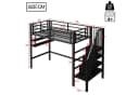 Flieks Hochbett Metallbett Schwarz mit Stauraumtreppe Bild 5