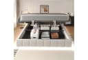 Flieks Polsterbett Hydraulisches Stauraumbett Beige Samt LED Bild 1