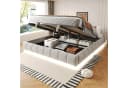Flieks Polsterbett Hydraulisches Stauraumbett Beige Samt LED Bild 2