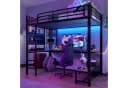 Flieks Hochbett Metallbett 90x200cm mit LED, USB und Schreibtisch Bild 2