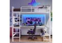 Flieks Hochbett Metall mit LED, USB & Schreibtisch Bild 1