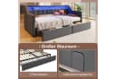 Flieks Daybett Polsterbett 90/180x200cm mit USB-Aufladen, LED-Leiste und 2 Schubladen Bild 5
