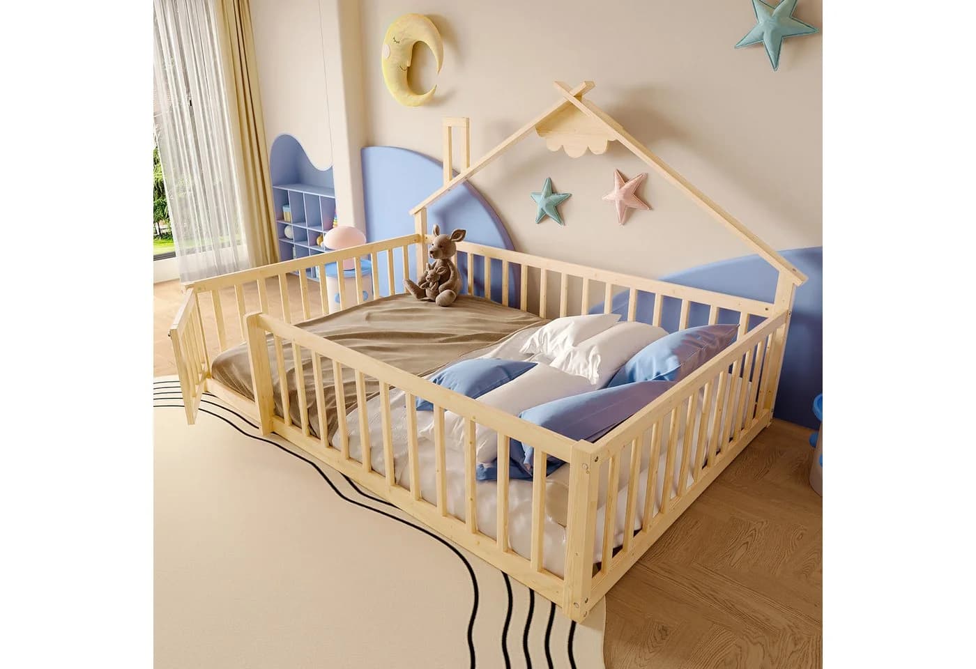 Flieks Kinderbett Bodenbett mit Geländer Kiefernholz - Bild 4