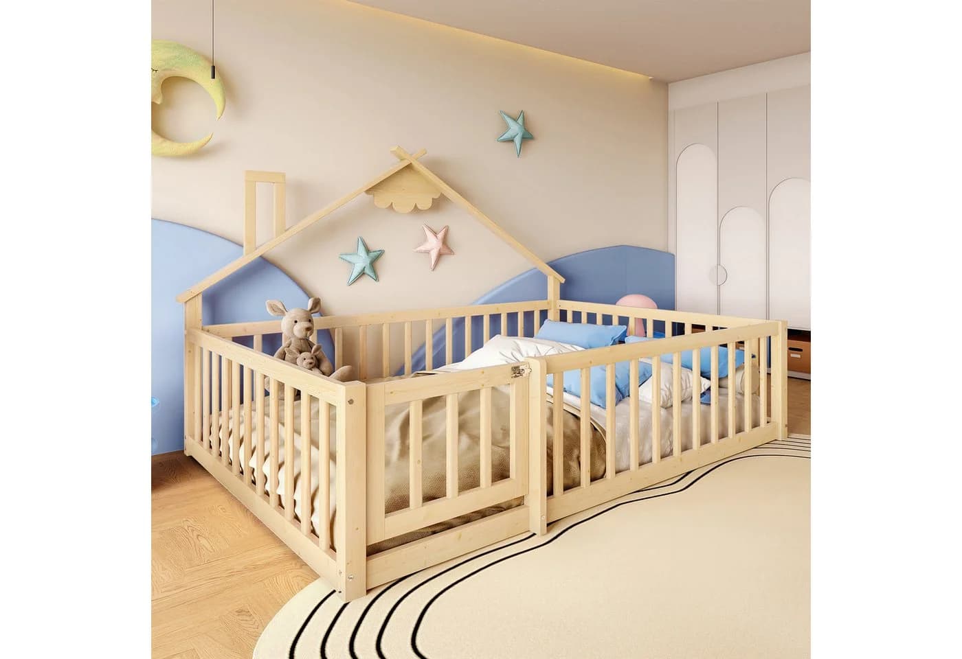 Flieks Kinderbett Bodenbett mit Geländer Kiefernholz - Bild 5