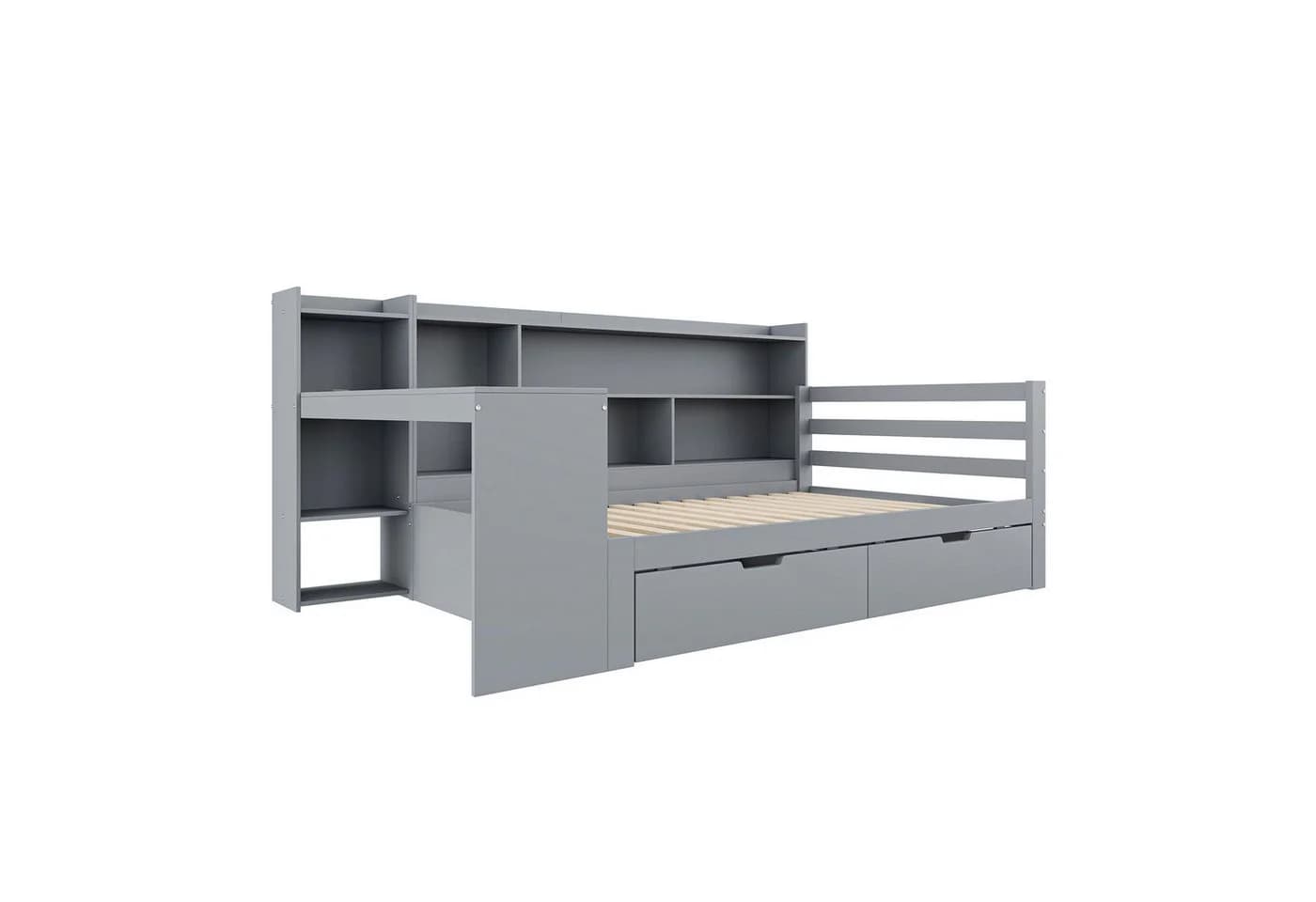 Flieks Massivholzbett Daybett Kinderbett 90x200 mit Schreibtisch und Schubladen - Bild 5