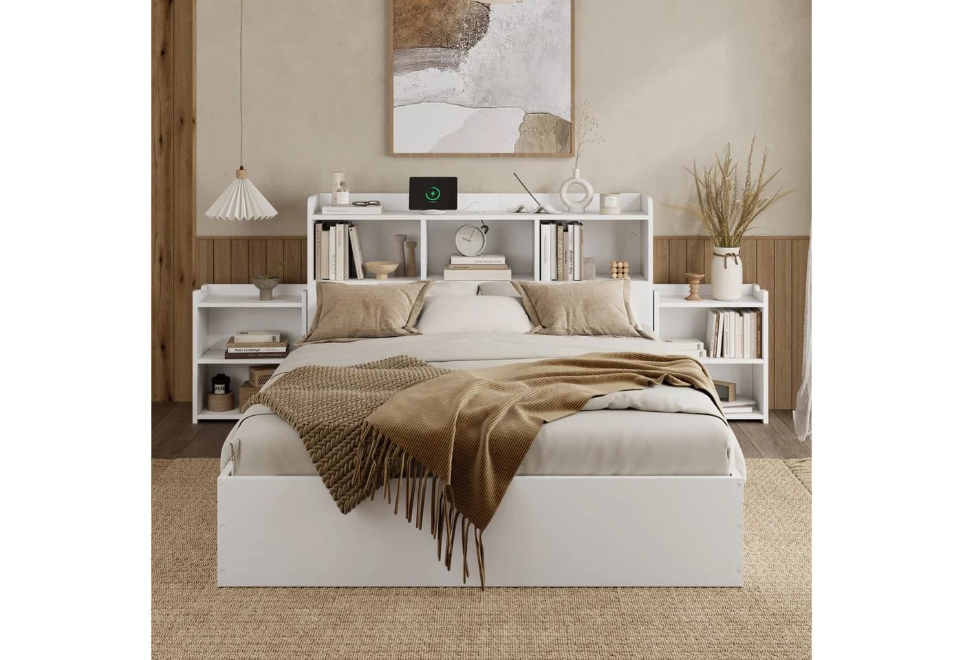 Flieks Doppelbett 140x200 mit 4 Schubladen und Nachttischen Weiß - Bild 4