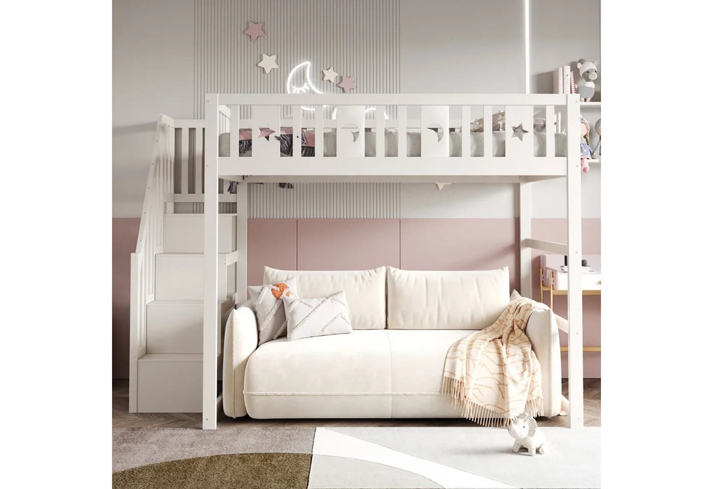 Flieks Hochbett mit Stauraumtreppe und Rausfallschutz - Bild 3