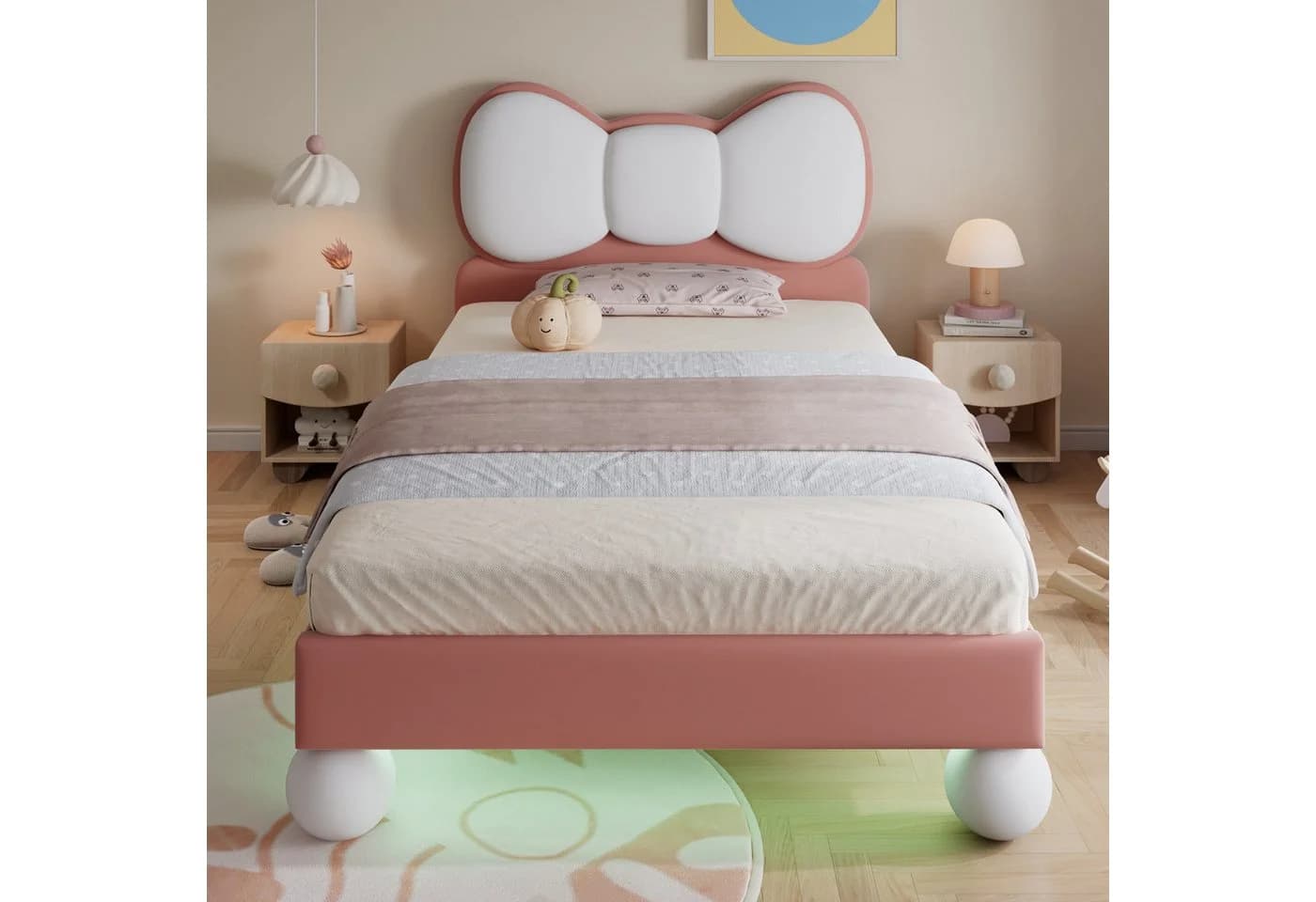 Flieks Polsterbett Kinderbett Einzelbett 90x200cm mit Schleifeform-Kopfteil - Bild 5