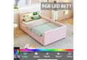 Flieks Polsterbett Hydraulisches Stauraumbett Kinderbett 90x200cm mit LED und USB/Typ-C Bild 1