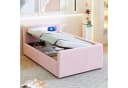 Flieks Polsterbett Hydraulisches Stauraumbett Kinderbett 90x200cm mit LED und USB/Typ-C Bild 2