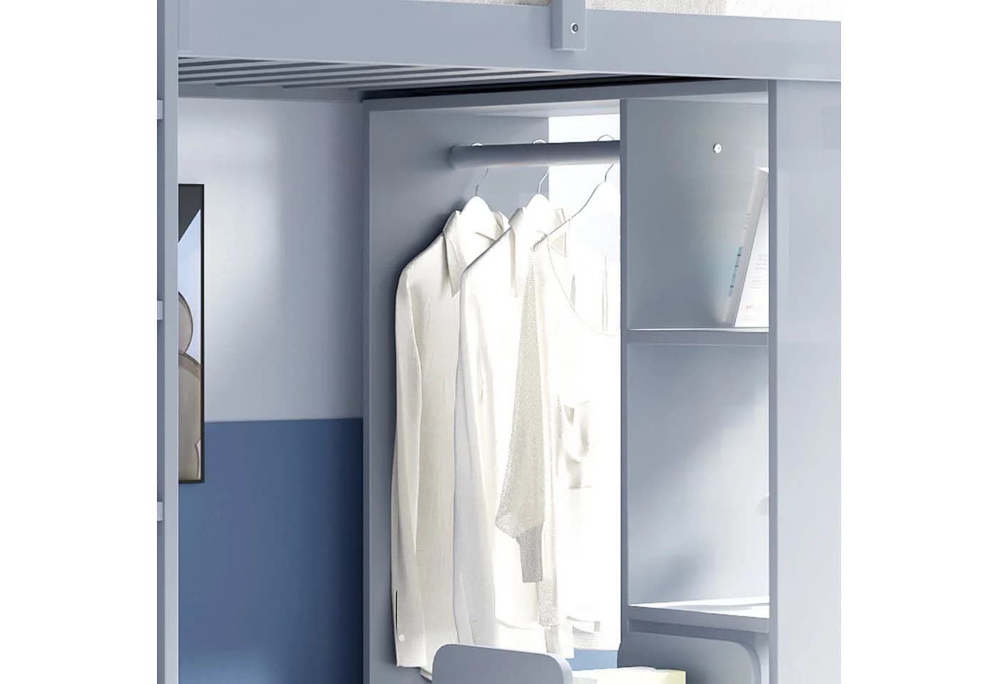 Flieks Hochbett Kinderbett grau mit Stauraum - Bild 5