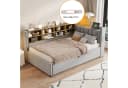 Flieks Polsterbett 90x200 Grau Samt mit Bettkasten und Nachtlicht Bild 1