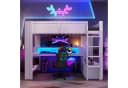 Flieks Hochbett Kinderbett mit LED, Schreibtisch und Stauraum Bild 1
