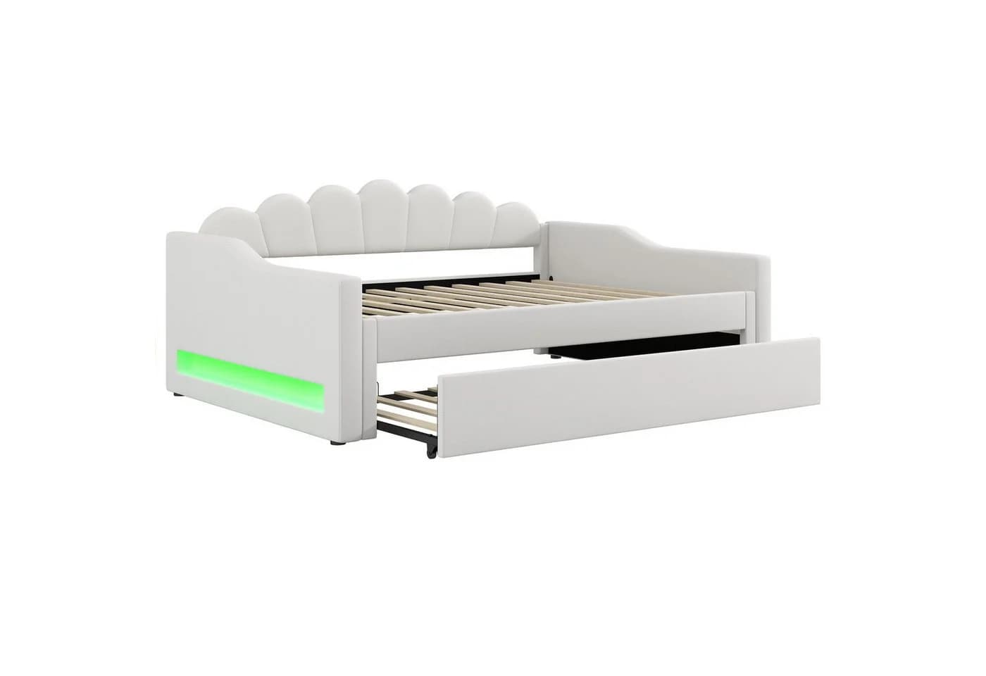 Flieks Daybett Polsterbett Beige mit Ausziehbett und LED - Bild 5