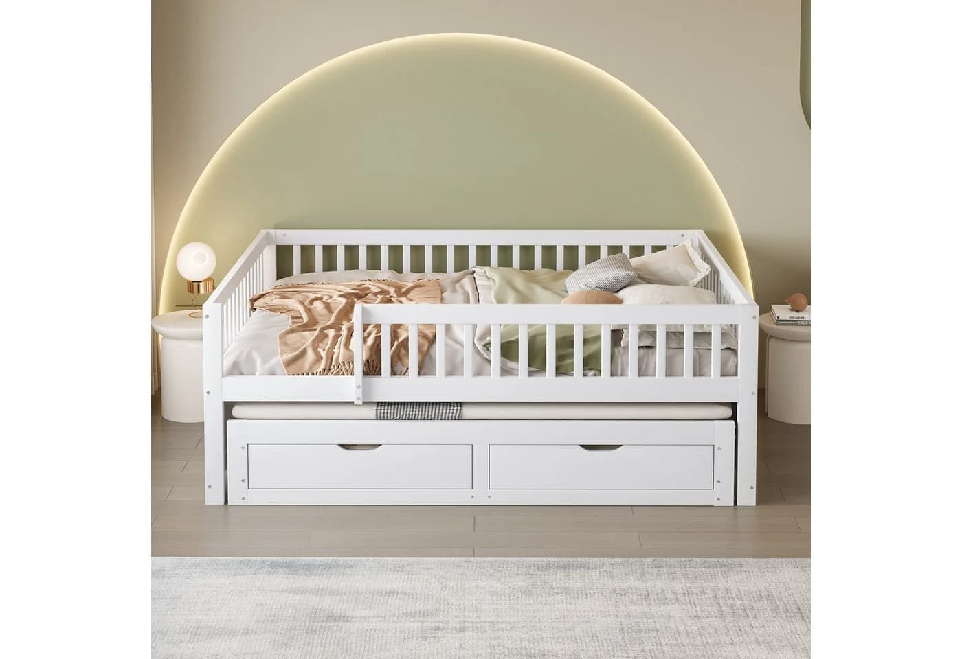 Flieks Kinderbett Weiß mit Ausziehbett und Schubladen - Bild 3
